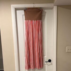 Anthropologie Brown and Red Striped Maxi Dress